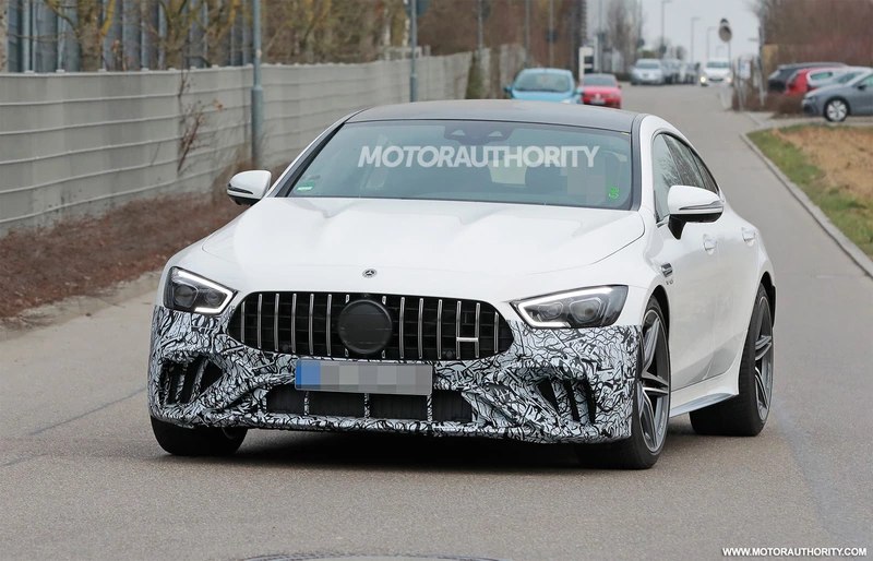 Spy shots of the 2022 Mercedes-Benz AMG GT 4-door coupe: a mild update to the super sedan.