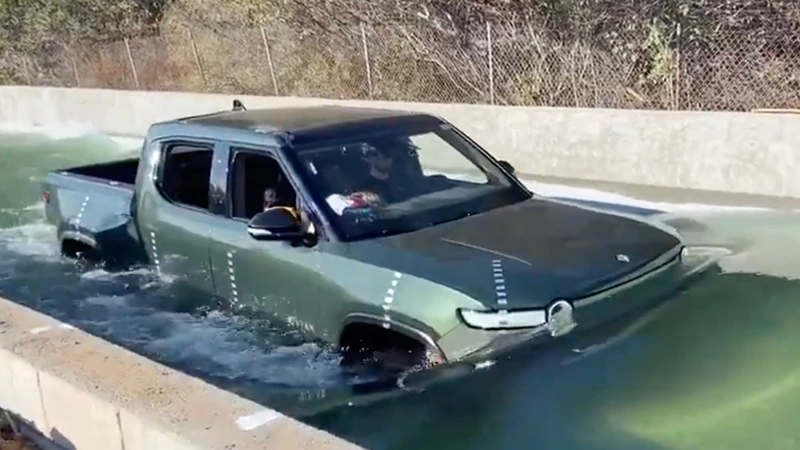 Rivian R1T proves electric trucks can cross deep water