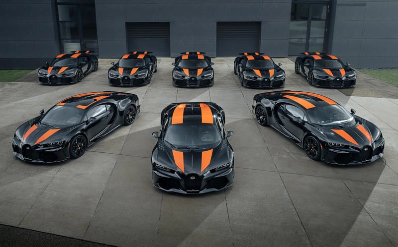 Bugatti Super Sport 300+, with the first eight cars completed and ready for delivery.