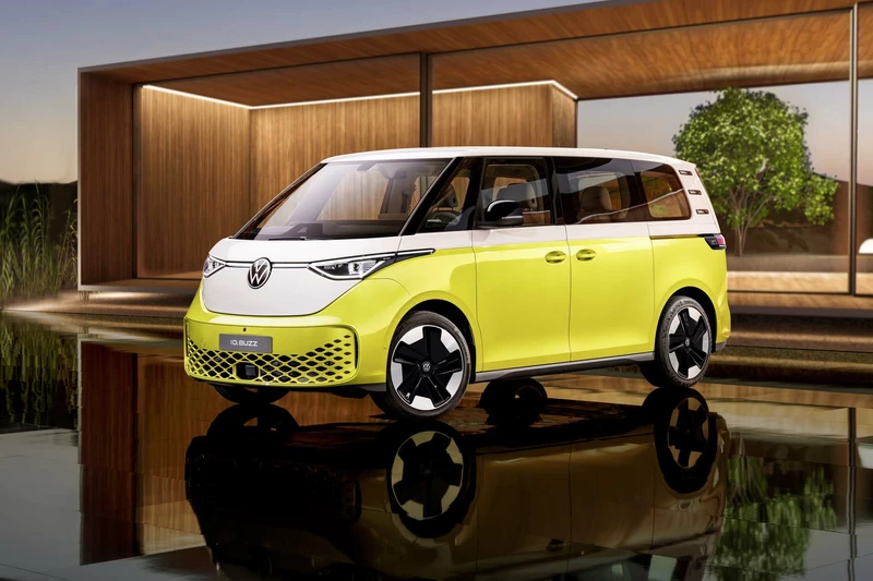 A preview of the 2024 Volkswagen ID.Buzz in the form of a modern minibus.