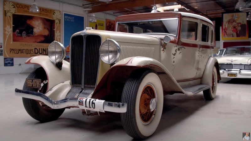 Jay Leno in his 1931 Auburn 8-98 A before restoration.