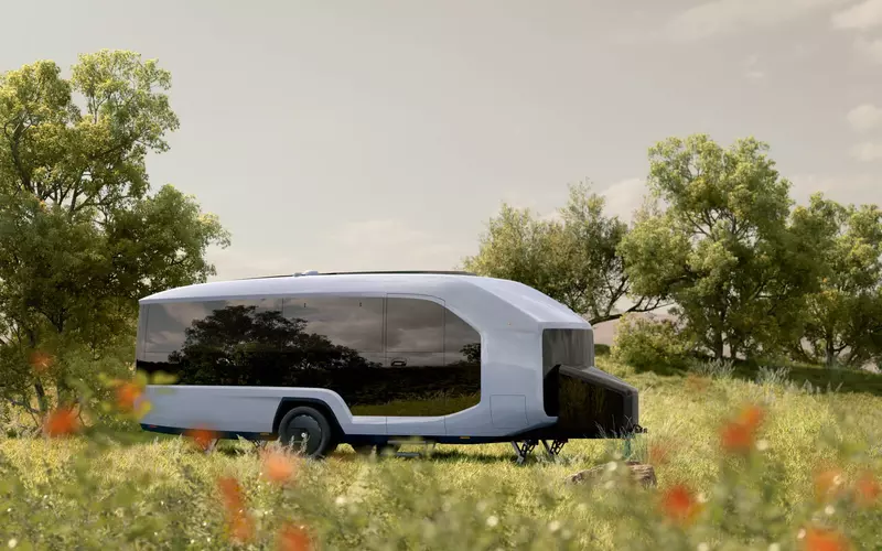 Pebble flow is an electric travel trailer with its own drive